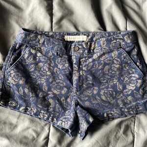 Abercrombie & Fitch rose gold embossed navy mini shorts